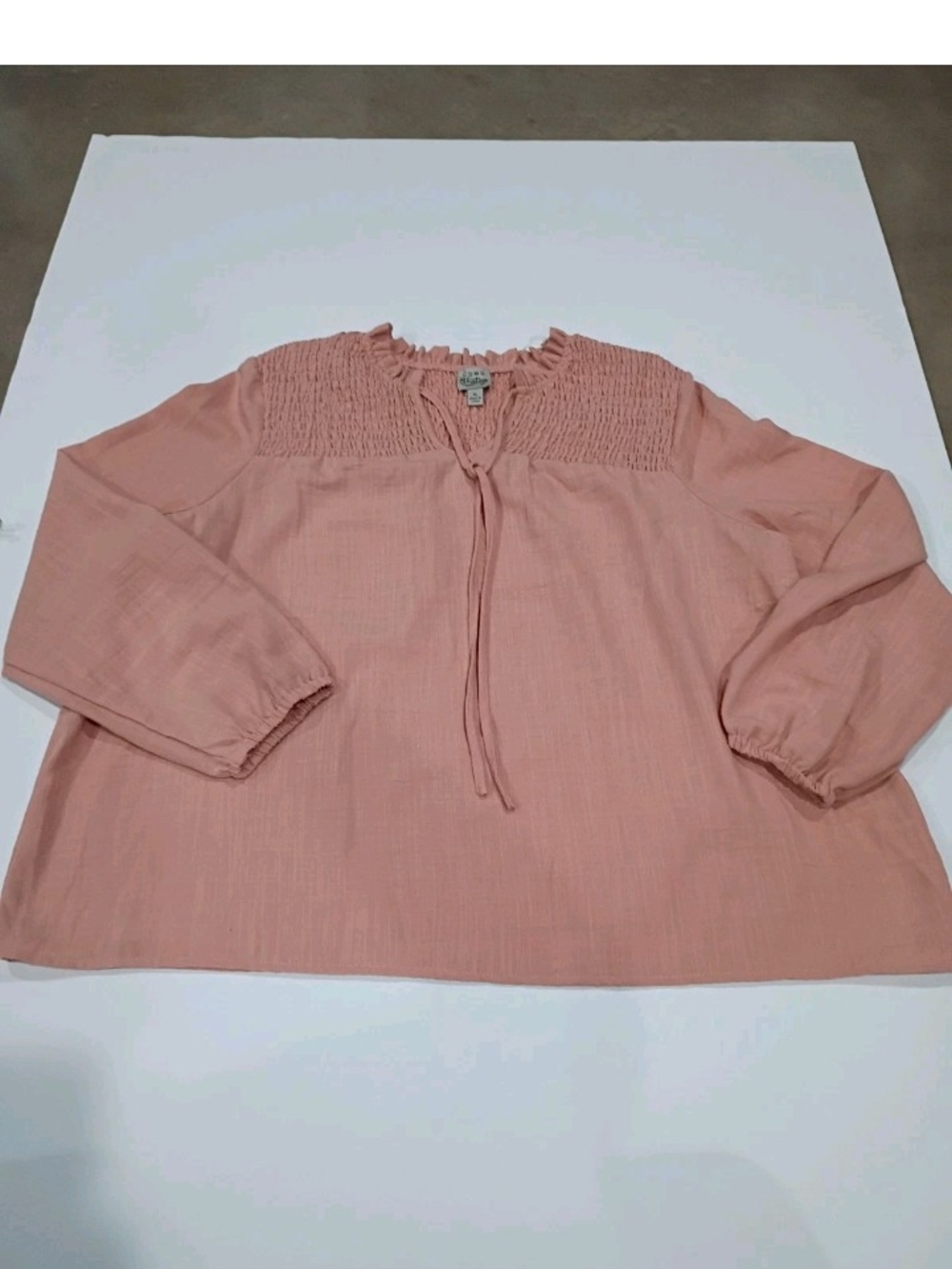 Como Vintage Dusty Rose Smocked Peasant Blouse